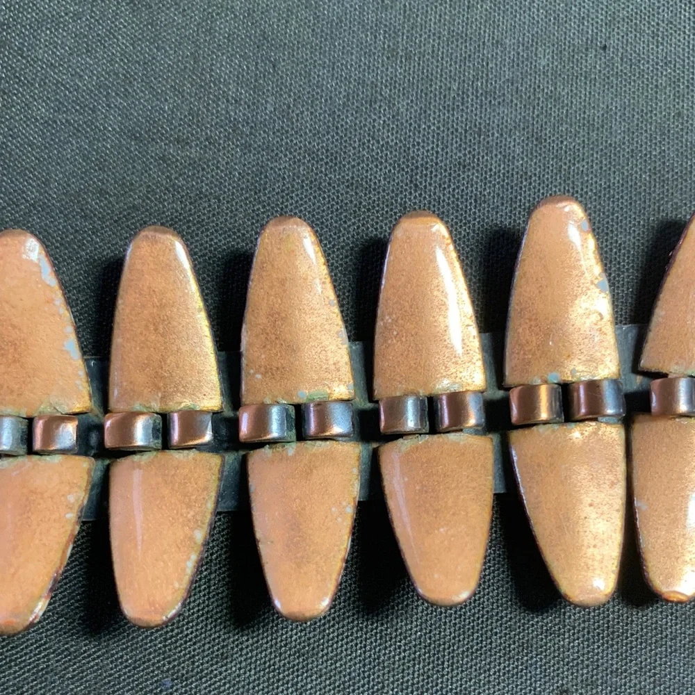 1950s Nefertiti Copper and Enamel Bracelet